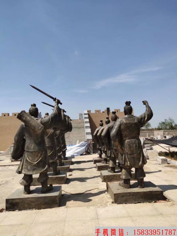 玻璃钢古代战将雕塑,仿铜古代人物雕塑1