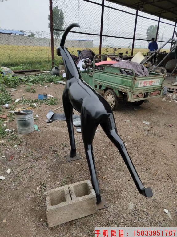 不锈钢创意鹿雕塑，奔跑小鹿雕塑，独角抽象小鹿雕塑