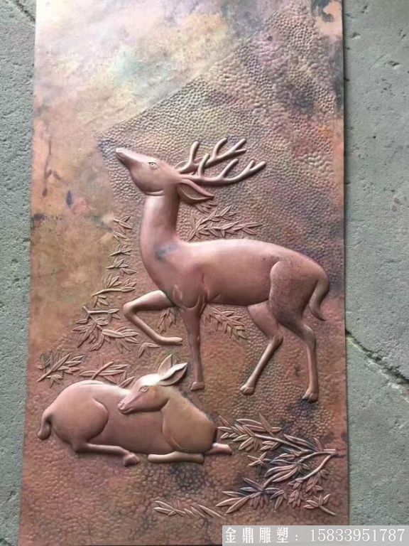 铜鹿浮雕 动物浮雕图